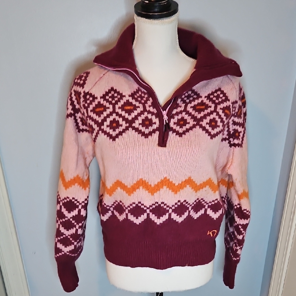 Kari Traa Women's Quartet Zip Sweater - Pink and Orange